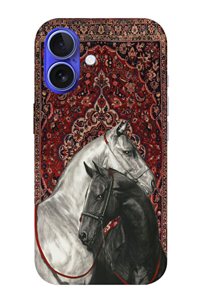 moonset Iphone 16 Uyumlu Atlar Tasarımlı Baskılı Şeffaf Telefon Kılıfı