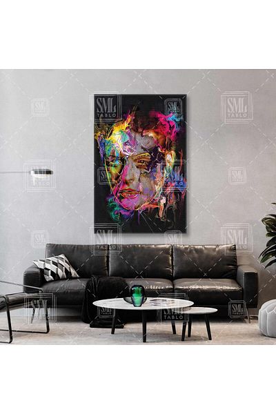 SML TABLO Pictură verticală decorativă pe pânză cu linie de portret abstract