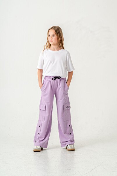 Mışıl Kids Buzunar cargo, buzunar cu nituri, pantaloni de trening pentru fete...