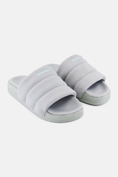 adidas Kids Girl Adilette Essential Slip On Slides, Grey