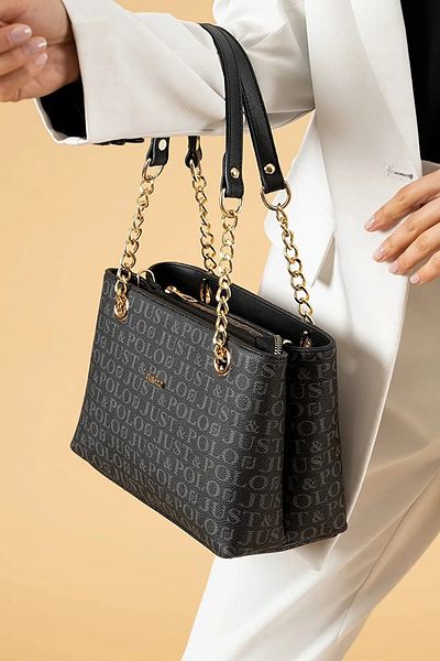 POLO CLUB Geantă de mână și umăr cu curea lungă pentru femei Just Polo, cu 3 compartimente, cu accesoriu de lanț