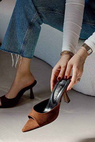 POLKA STORE Sophistica Women's Pointed Toe Strap Detailed Heeled Slippers Sandals