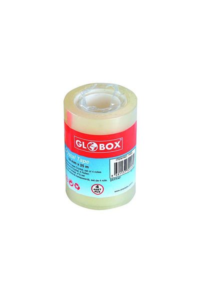 Globox Tape Crystal Transparent 18 mm X 25 m Pack of 4