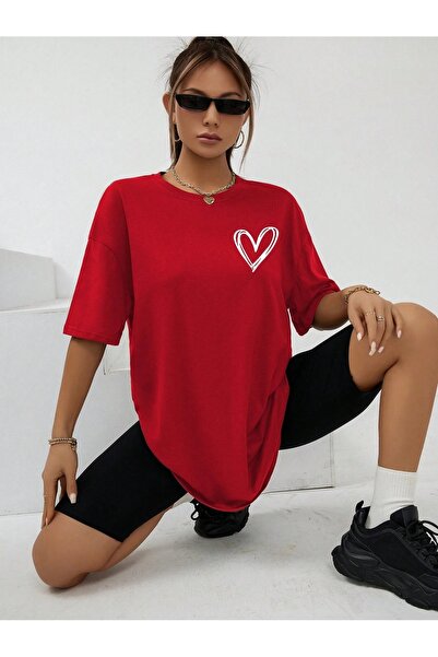 BEETON Μπλουζάκι Minimal Heart Single Jersey - Κόκκινο εμπριμέ κοντομάνικο μπ...