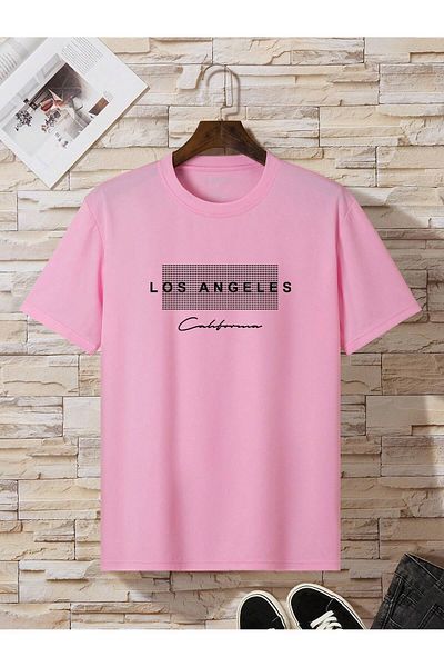 BEETON Μπλουζάκι Los Angeles Design - Μπλουζάκι με κοντό μανίκι με ροζ στάμπα