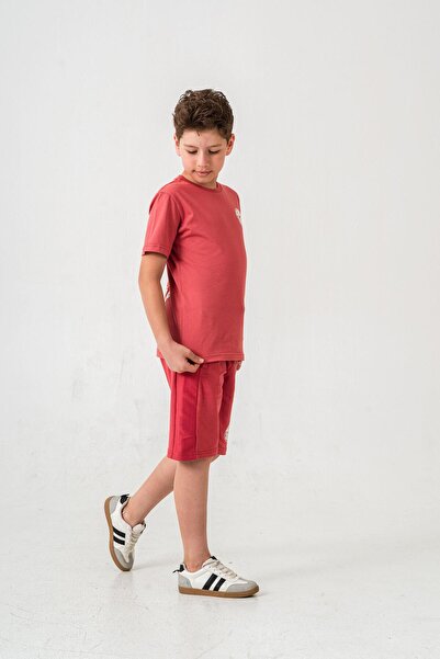 Mışıl Kids Surf Ups Printed Boys Shorts with Leg and Back Print Detail - T-Shirt Set