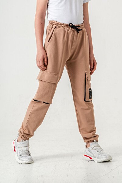 Mışıl Kids Çift Kargo Cepli Sol Cep Kapagı Armalı Erkek Çoçuk Eşofman Altı