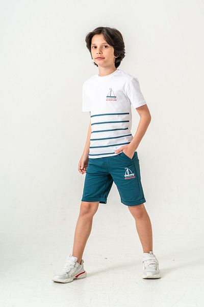 Mışıl Kids Комплект къси панталони и тениска с принт на платна за момче