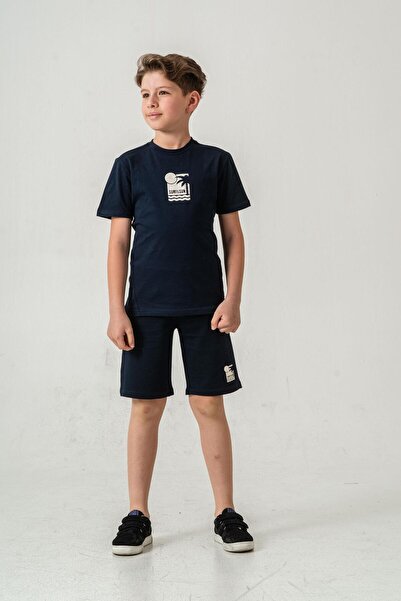 Mışıl Kids Pantaloni scurți pentru băieți cu imprimeu Surf & Sun - Set de tricou