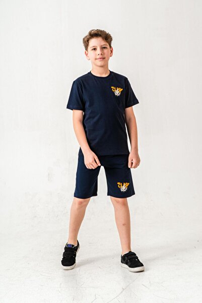 Mışıl Kids Комплект от къси панталони и тениска за момче с щампа на горнището...