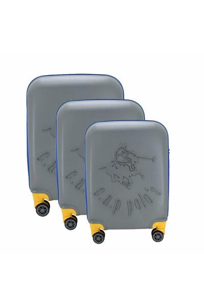 Cantayurdu Cap Polo's Polipropilen Üçlü Valiz Set Gri