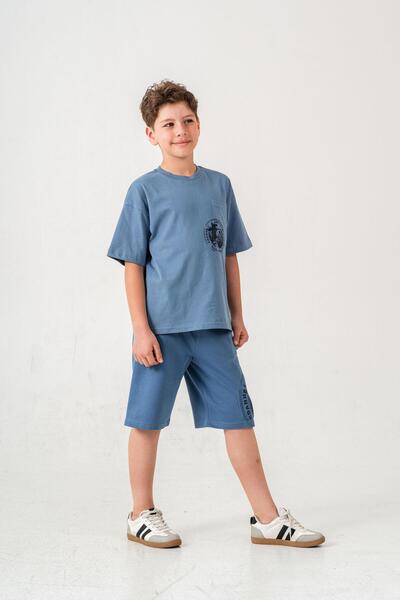 Mışıl Kids Top Buzunar Top Buzunar Imprimat Spate Imprimat Pantaloni scurți pentru băieți - Set de tricou