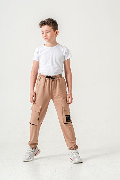 Mışıl Kids Çift Kargo Cepli Sol Cep Kapagı Armalı Erkek Çoçuk Eşofman Altı