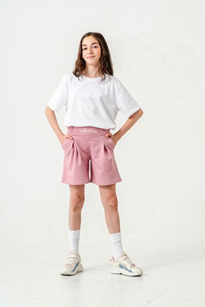Mışıl Kids Girl's Shorts with Embroidery on the Waistband