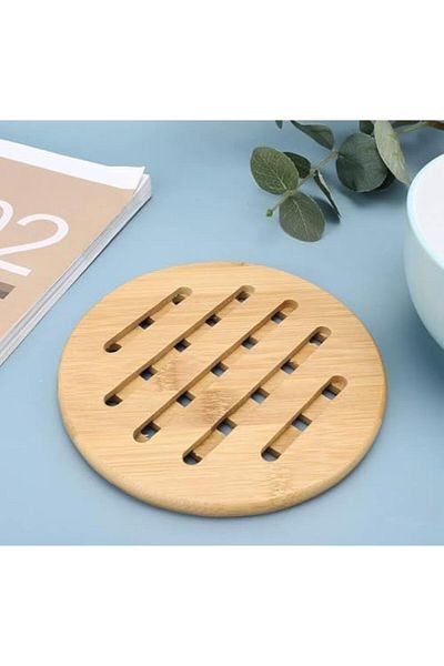 STOREMAX Bamboo Trivet Heat Resistant Wooden Pot and Pan Mat Non-Slip Kitchen Serving Product (Yu