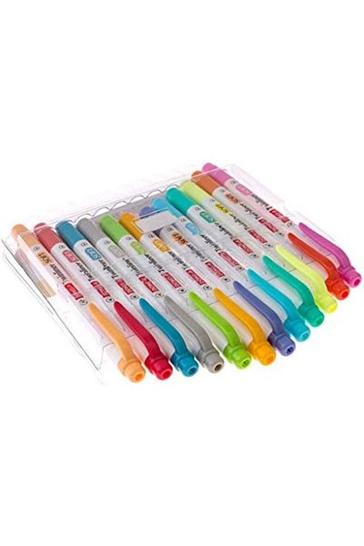 LUXE Twinliner Double Sided Highlighter, Thin and Broad Tips, Set of 12 Colors Lxshp 1055529