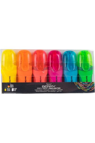 LUXE Berry Sv-Brmfkp6Fr Mini Highlighter, Neon, 6-Pet, Mixed Color Lxshp 1055529