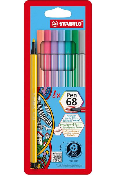 LUXE Rom Pen 68 - Felt Tip Crayons - 8 Pack - Pastel Colors Romshp 1067323