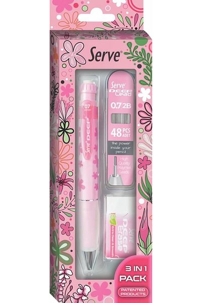 STOREMAX Deep Pencil with Nature Pattern, Deep Eraser and Deep Min, 0.7 Mm, Candy Pink Trendbazaar 1057563