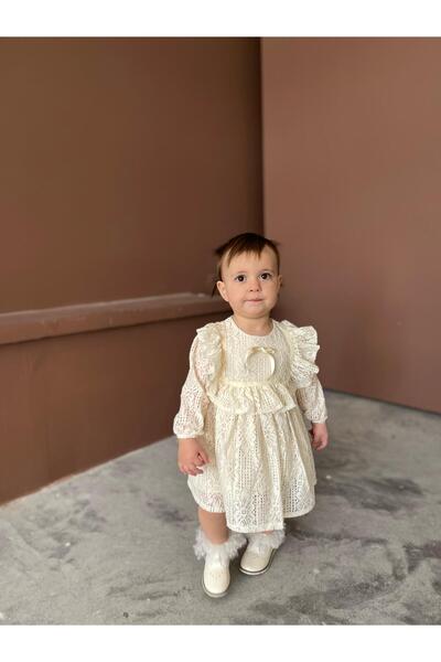 BEM KİDS KARE YAKA DANTELLİ KIZ BEBEK ELBİSE