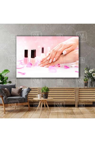 SML TABLO El Cilt Bakımı Güzellik Salonu Dekor Makyaj Kuaför Yatay Kanvas Tablo