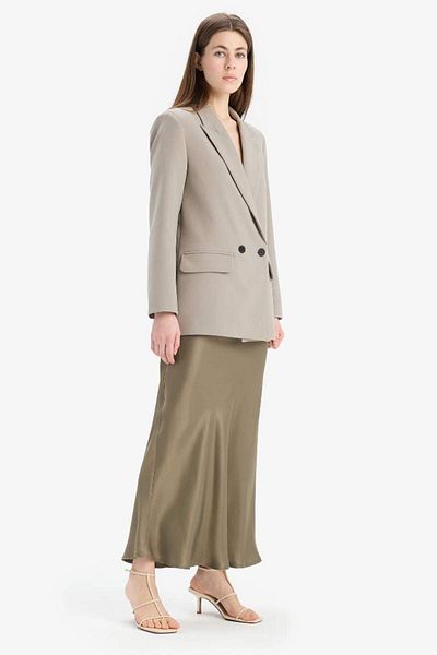 DeFacto New Season A-Line Regular Waist Satin Midi Skirt