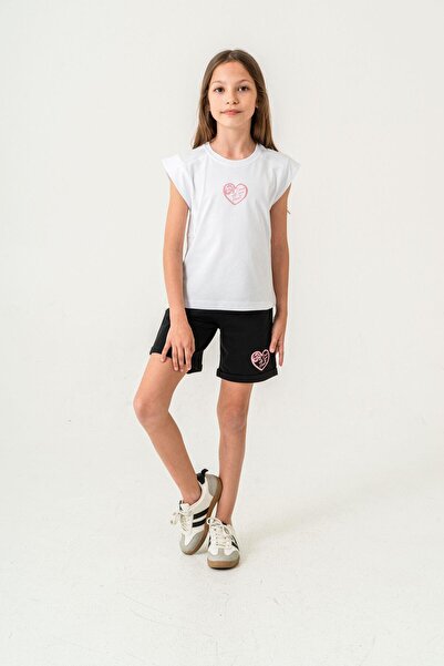 Mışıl Kids Dance with Your Heart Printed Girls Shorts - T-Shirt Set