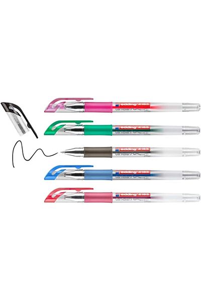 Mu Art Ahşap Mrt 2185 Gel Roller - Black, Red, Blue, Green, Pink - 5 Pens - 0.7 mm Art 871301