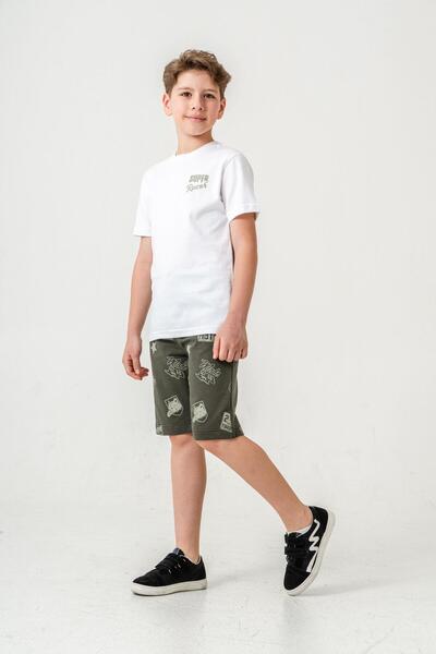 Mışıl Kids Αγόρια σορτς με στάμπα Super Racer - Σετ μπλουζάκι