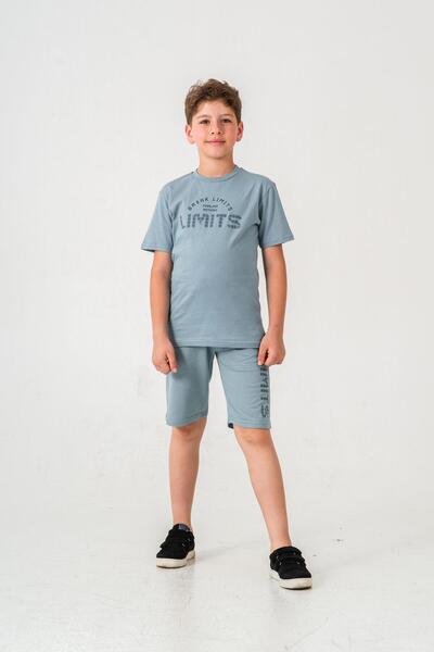 Mışıl Kids Break Limits Fearless Nothing Limits Printed Boys Shorts - T-Shirt Set