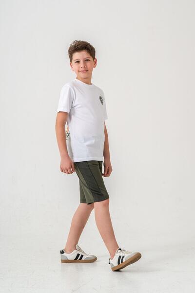 Mışıl Kids Surf Ups Αγορίστικο σορτς με στάμπα στο πόδι και λεπτομέρεια στο πίσω μέρος - Σετ μπλουζάκι