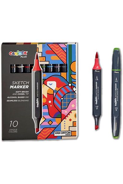 LUXE Plus Sketch Marker Double Sided Drawing Pen 10 Colors Lxshp 1055529