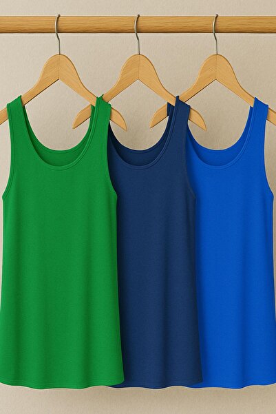 COTENCONCEPT 3 Pieces A-Line Comfortable Fit Basic Thick Strap Undershirt T-Shirt