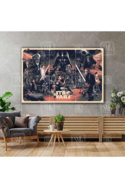 SML TABLO Star Wars Retro Yıldız Savaşları Dekor Film Yatay Kanvas Tablo
