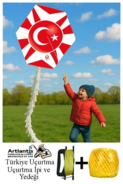 Artlantis Renkli Uçurtma Çıtalı Yedek İpli 1 Paket Uçurması Kolay Uçurtma Ahş...