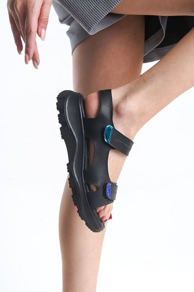 Joy Ayakkabı Lamia Velcro Orthopedic Sole Women's Sandals Cst - Black
