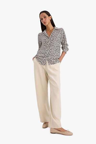 DeFacto Florida Belmando Fabric Palazzo Pants with Pockets High Waist Wide Leg J8738Az25Sm