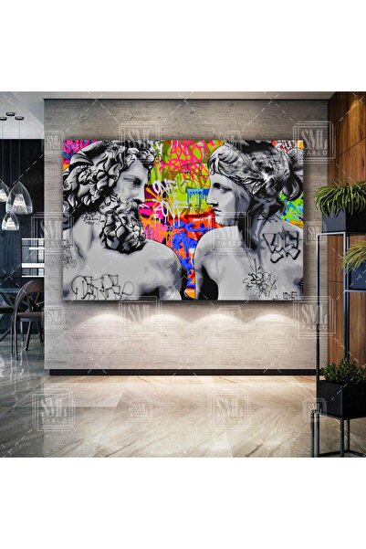 SML TABLO Zeus Ve Hera Yunan Mitolojisi Art Renkli Dekor Yatay Kanvas Tablo