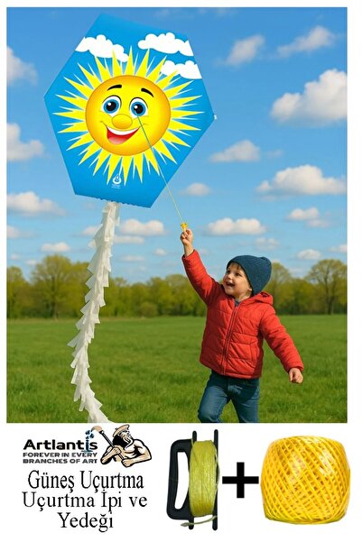 Artlantis Renkli Uçurtma Çıtalı Yedek İpli 1 Paket Uçurması Kolay Uçurtma Ahş...