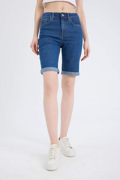 DeFacto Nou sezon, talie normală, pantaloni scurți Bermuda din denim