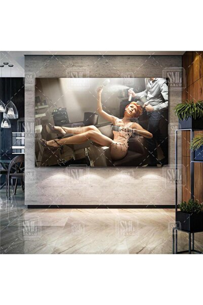 SML TABLO Saç Yaptıran Kadın Kuaför Makyaj Woman Yatay Kanvas Tablo