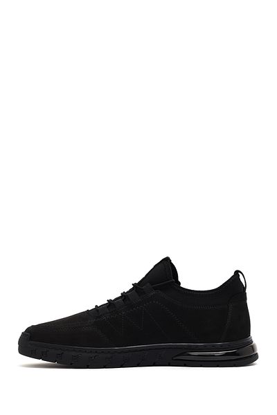 Derimod Men's Black Lace-Up Nubuck Leather Comfort Sneaker 25Sfd6418V3