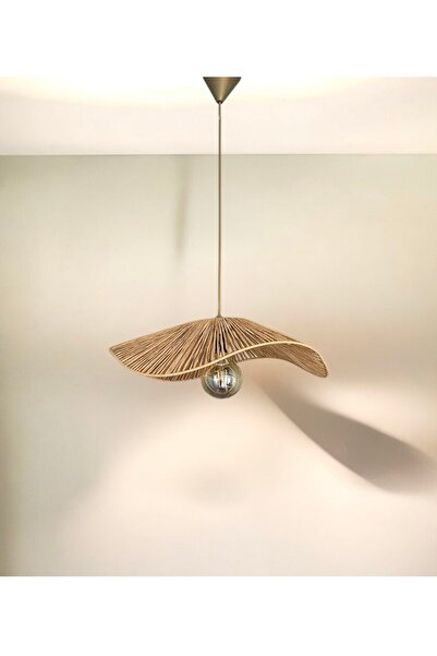 KorFam Aura Modeli - Hasır El Yapımı Bohem Asimetrik Şekilli Rustik Avize