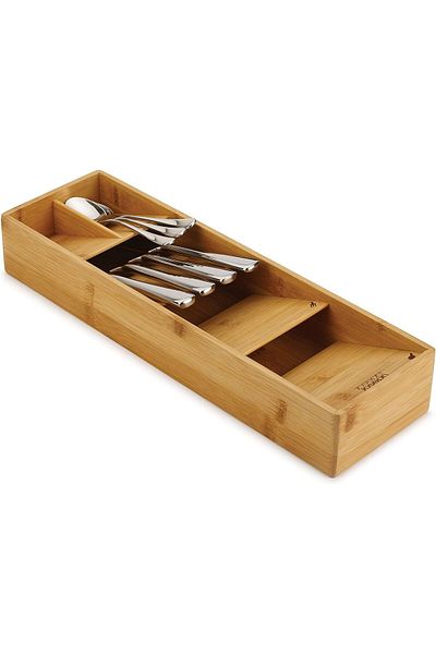 STOREMAX Ezg Joseph Compact Cutlery Drawer Organizer, 5 Compartments, for 24+ Pieces - Bamboo Ezsn