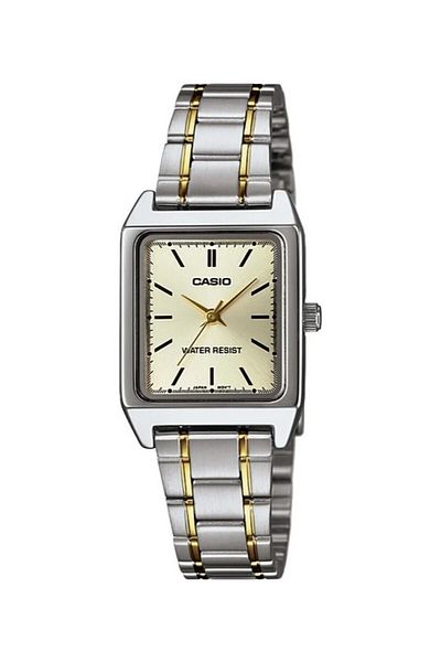 Casio Yellow Metallic Color Women's Wristwatch with 24 Months Warranty