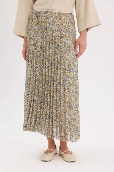 DeFacto New Season Pleated Patterned Chiffon Maxi Skirt