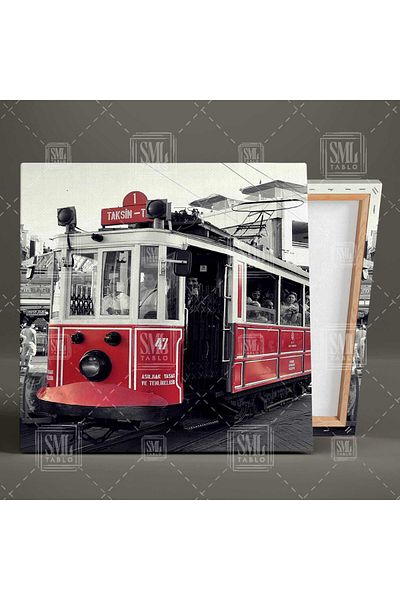SML TABLO Ιστορία του Istanbul Tram Taksim Istiklal Nostalgia Τετράγωνος καμβάς