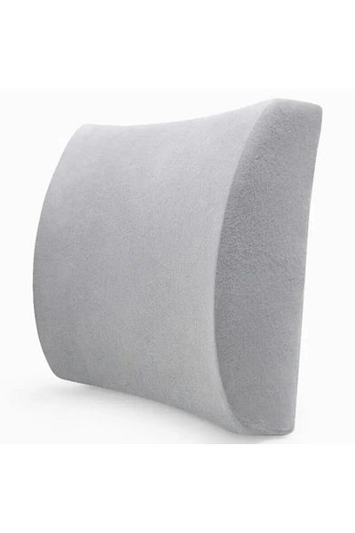 Choice 32x30cm Grey Car Seat Memory Foam Back Support Lumbar Pillow Waist Cushion Breathable Mesh Cover for