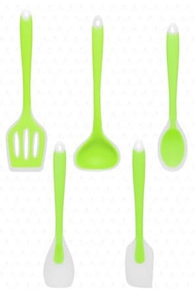 STOREMAX Aloha Heat Resistant Fireproof Non-Stick 5 Piece Silicone Cooking Serving Set Green Trendbazaar