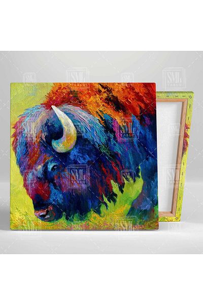 SML TABLO Επιτραπέζιο τέχνης τέχνης Buffalo Color Art Decor με εφέ ελαιογραφίας